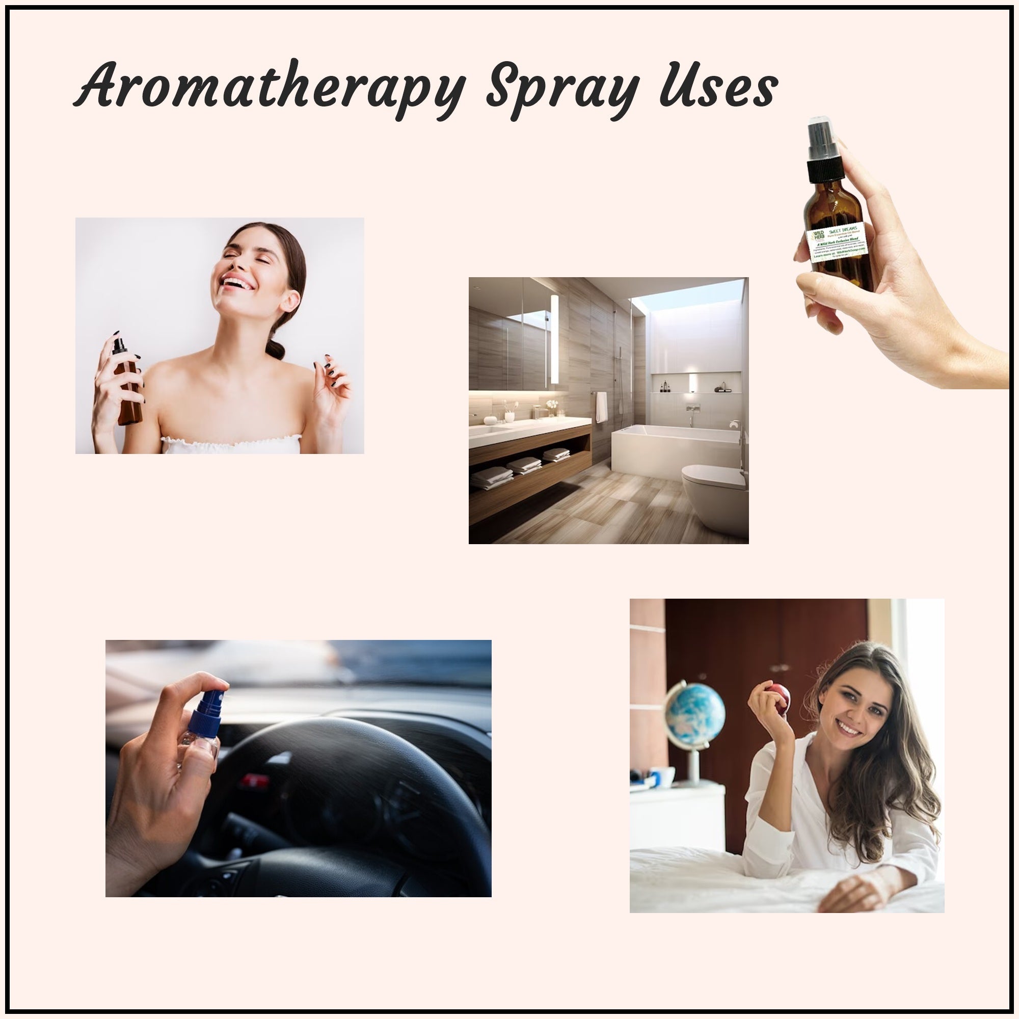 poster of uses for wild herb aphrodisiac aromatherapy spray