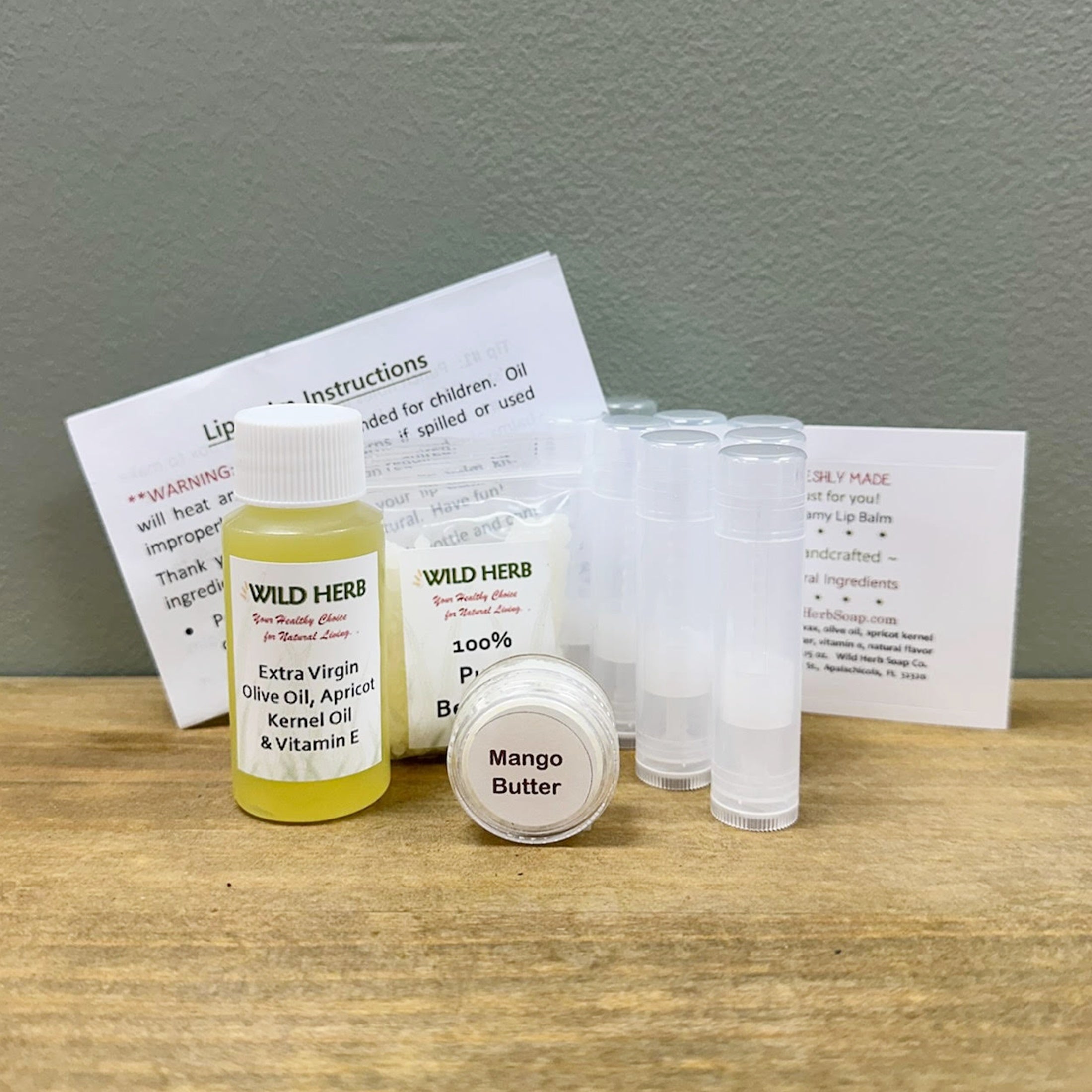 Wild Herb contents of DIY Lip Balm Making Kit all ingredients