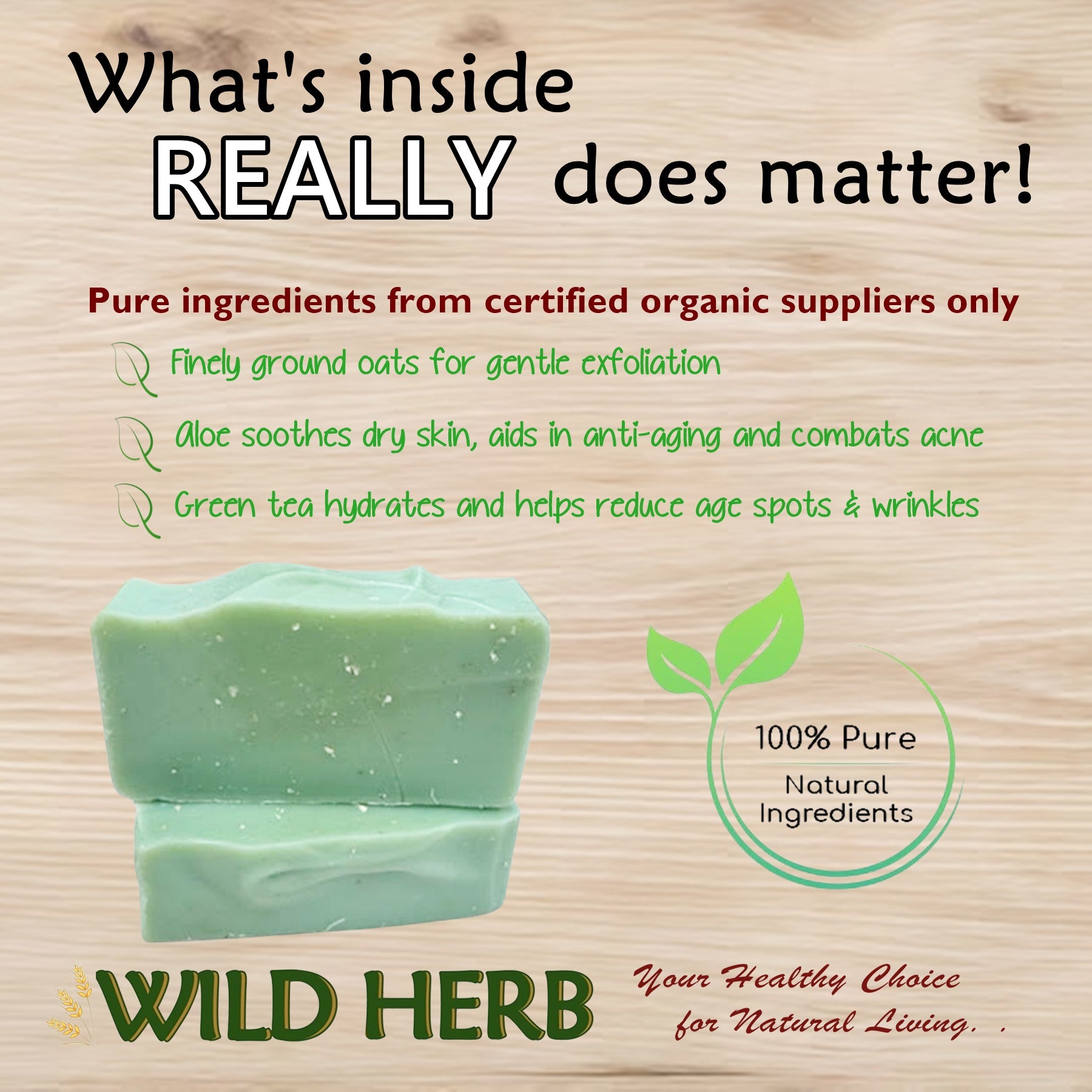 Green Tea and Aloe Natural Soap Bar-Wild Herb Your Healthy Choice for Natural Living