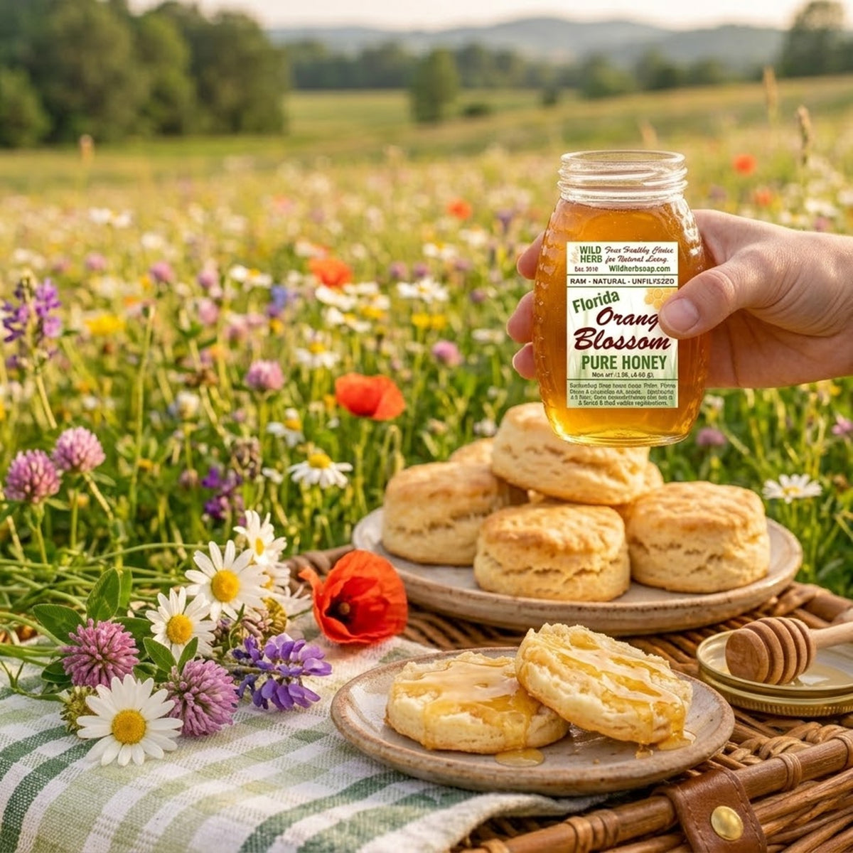 Florida Orange Blossom Honey, Citrus Grove Bees Pure Unfiltered (Glass Jar)