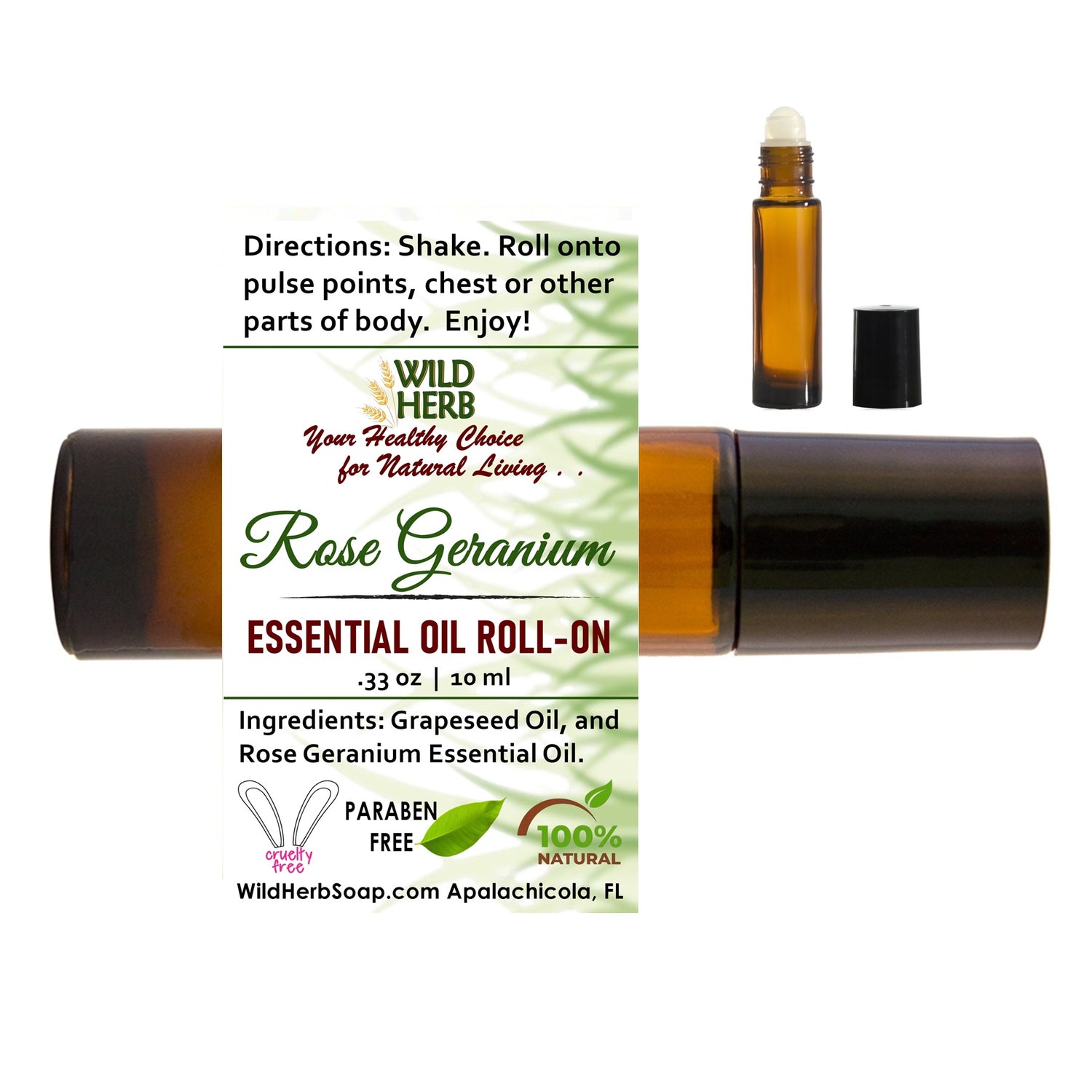 Rose Geranium Essential Oil Roller-Wild Herb Your Healthy Choice for Natural Living
