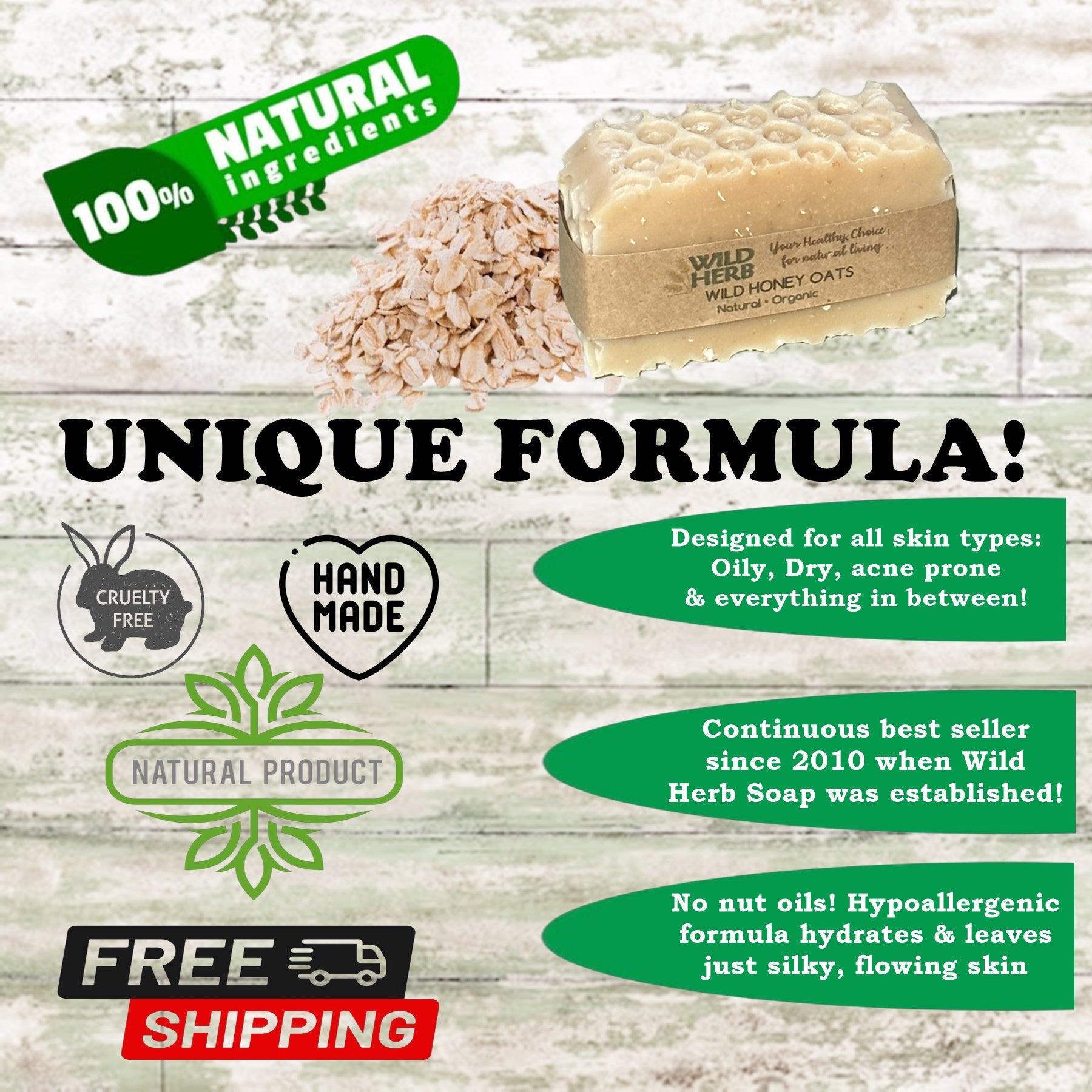 Wild Honey Oats Natural Soap Bar-Wild Herb Your Healthy Choice for Natural Living