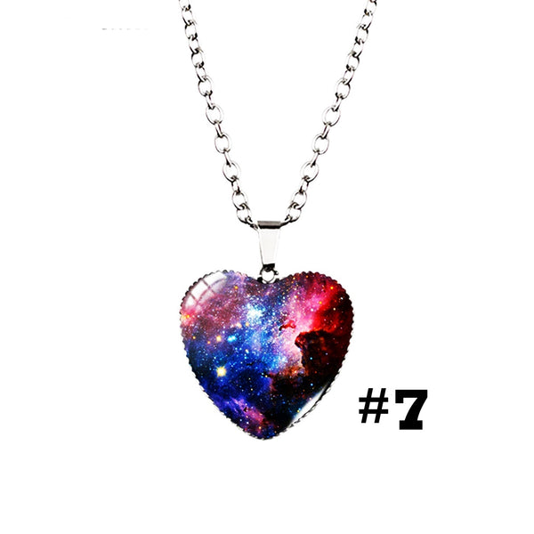Heart Shaped Galaxy Nebula Necklace
