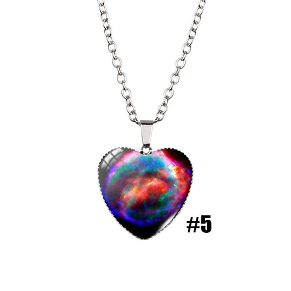 Heart Shaped Galaxy Nebula Necklace