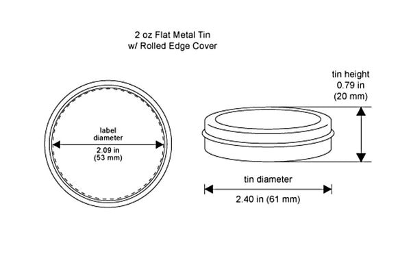 Flat Metal Round Tin, 2 oz size (Choose Quantity)
