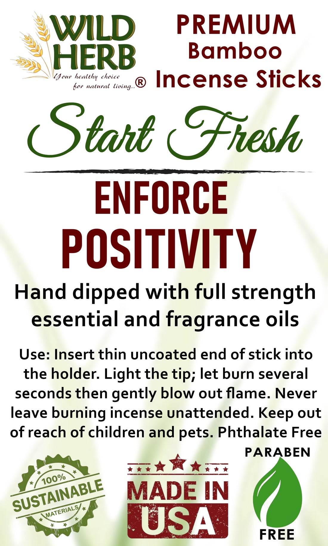 Incense, Start Fresh-Wild Herb Your Healthy Choice for Natural Living