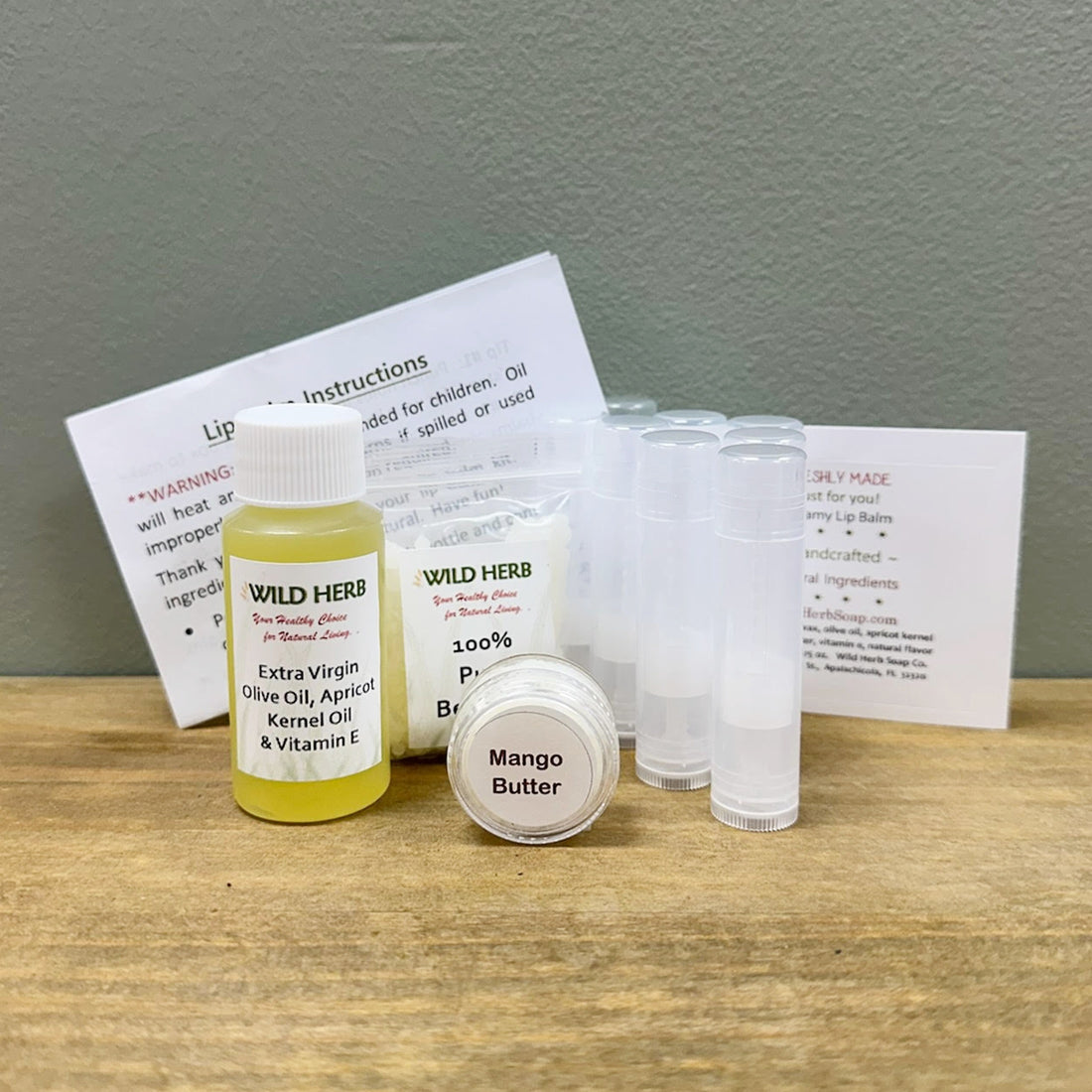 Wild Herb contents of DIY Lip Balm Making Kit all ingredients