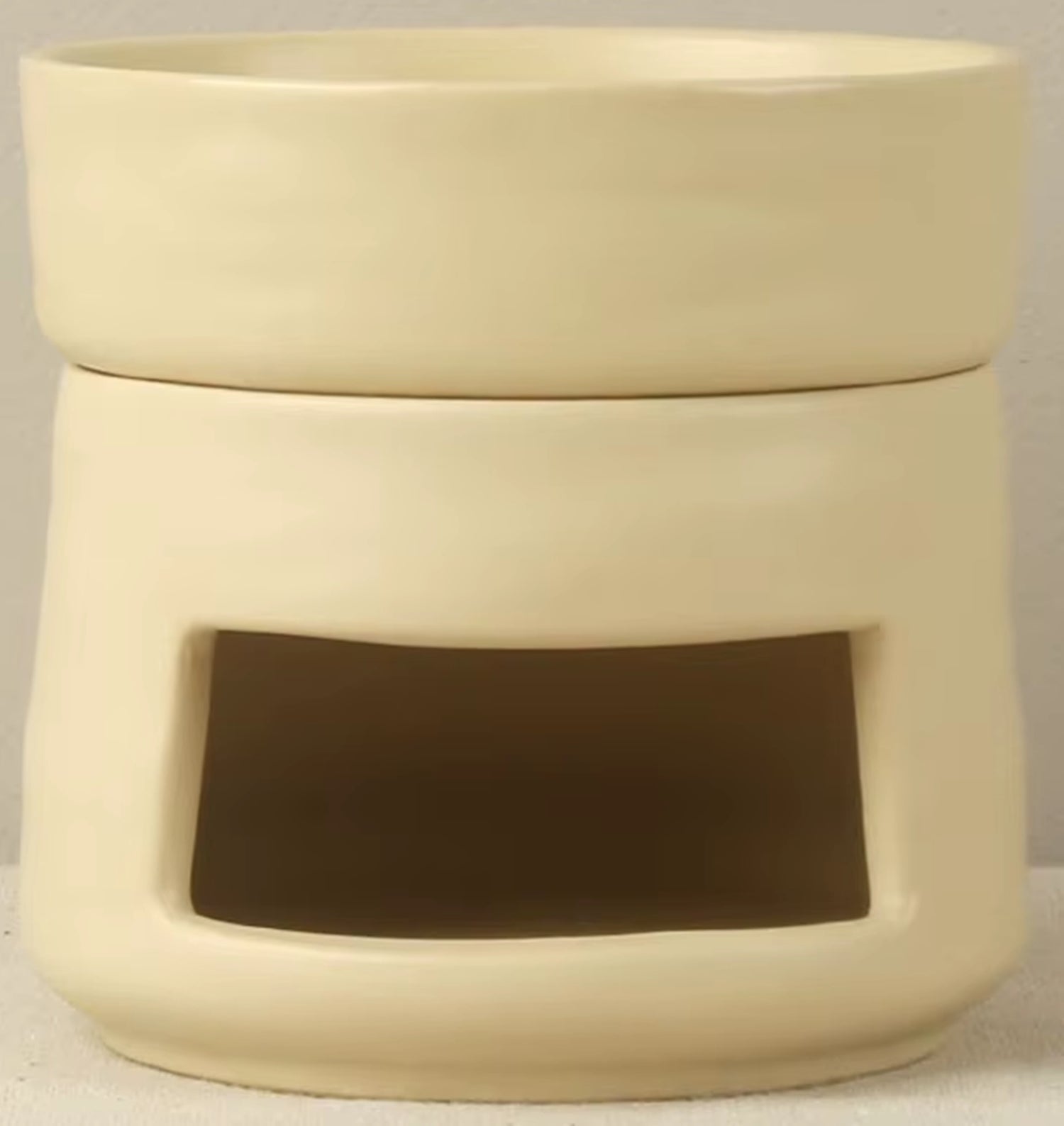 beige certamic farmhouse minimalist tea light candle oil warmer and wax melter