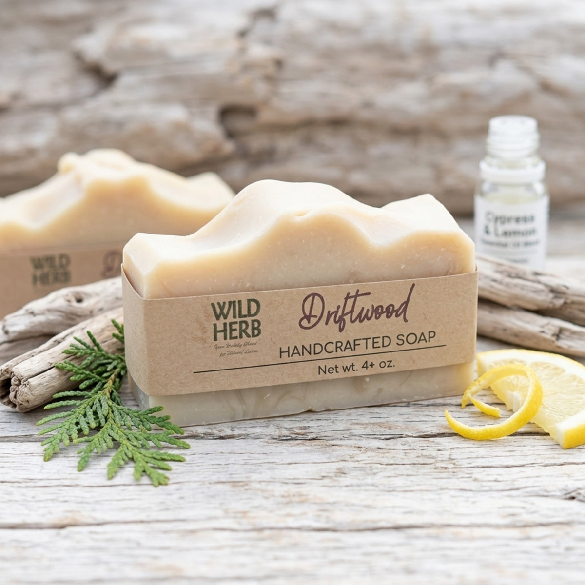 Driftwood Natural Soap Bar, Essential Oil Scent