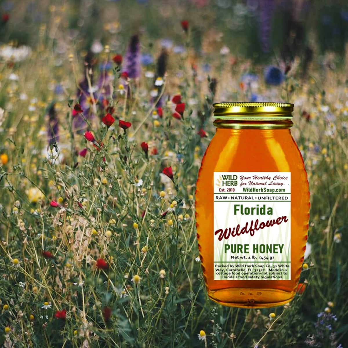 Wildflower Florida Raw Honey, Unfiltered (Glass Jars)