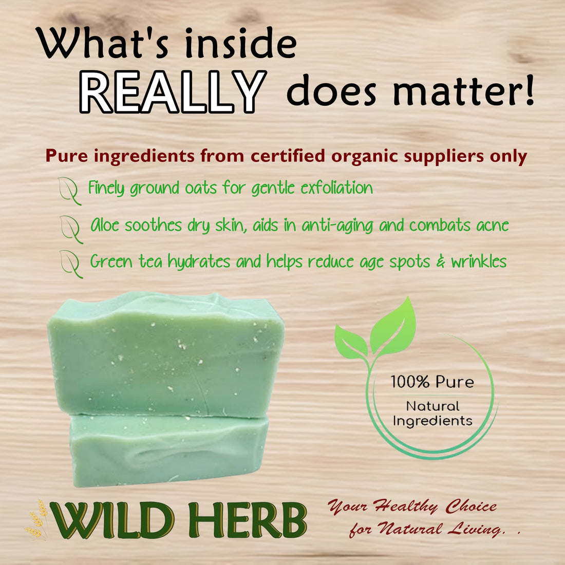 Green Tea and Aloe Natural Soap Bar-Wild Herb Your Healthy Choice for Natural Living