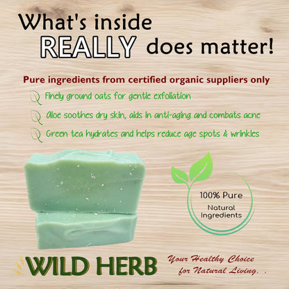 Green Tea and Aloe Natural Soap Bar-Wild Herb Your Healthy Choice for Natural Living