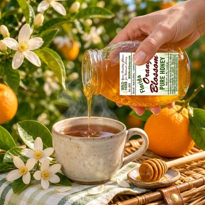 Florida Orange Blossom Honey, Citrus Grove Bees Pure Unfiltered (Glass Jar)