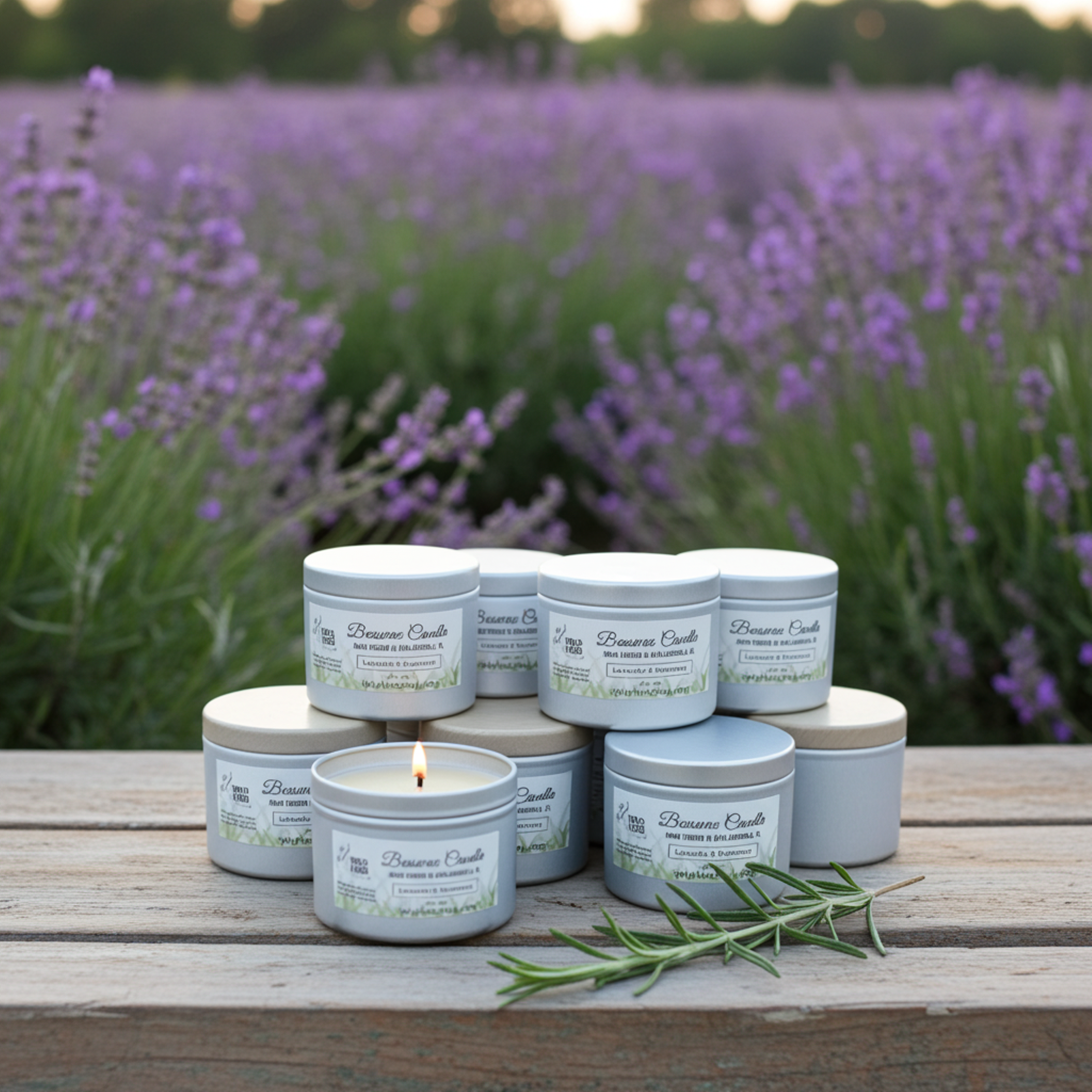 Beeswax Candle, Lavender &amp; Rosemary