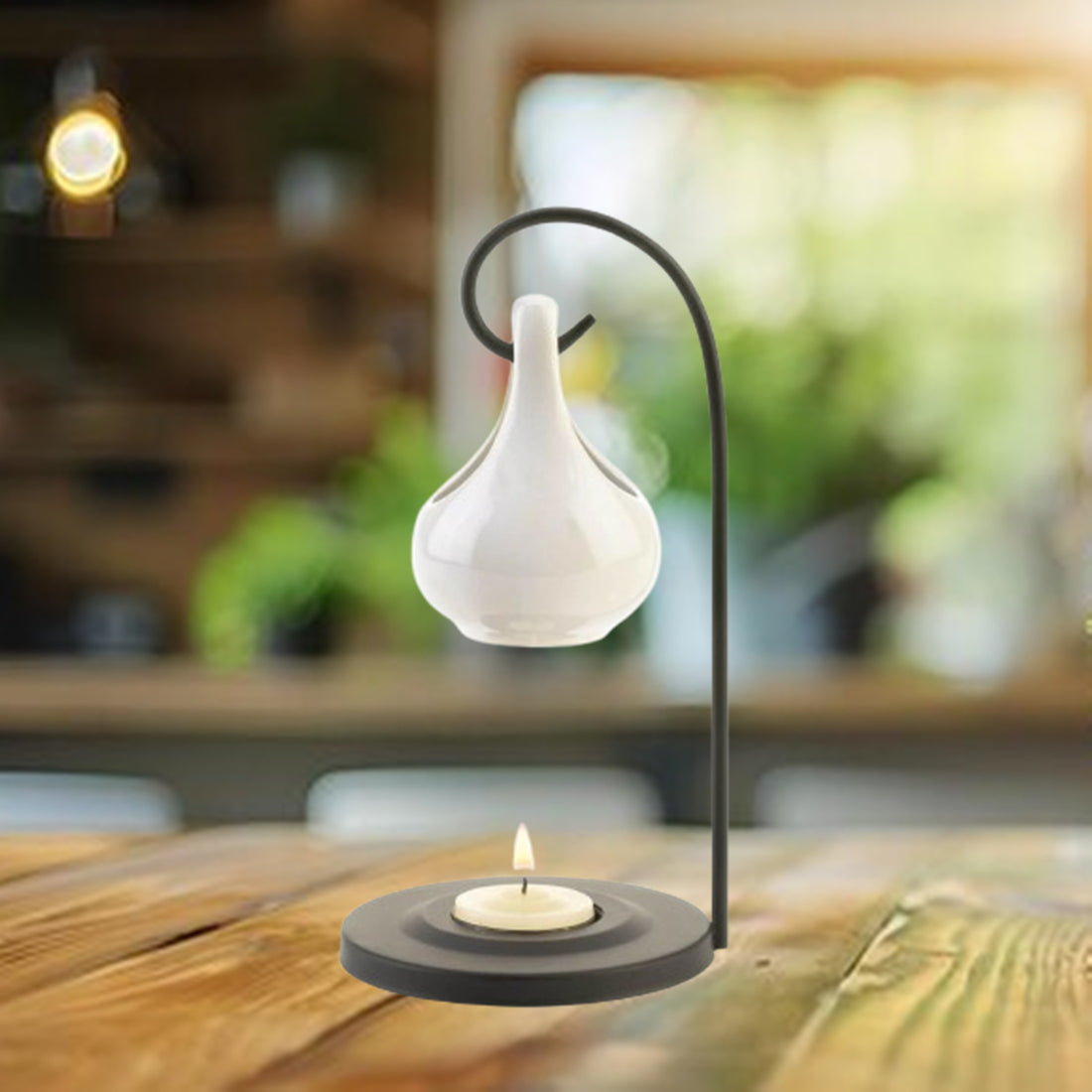 Oil Warmer, White Hanging Pot + Oil-Wild Herb Your Healthy Choice for Natural Living