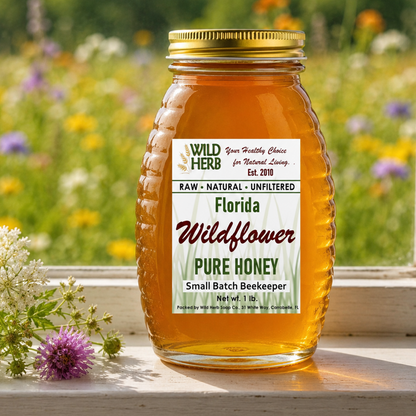 Wildflower Florida Raw Honey, Unfiltered (Glass Jars)