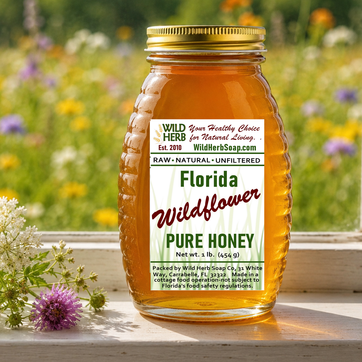 Wildflower Florida Raw Honey, Unfiltered (Glass Jars)