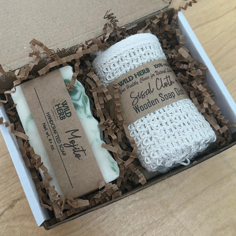 Soap Bar, Dish &amp; Sisal Cloth (Boxed Set)-Wild Herb Your Healthy Choice for Natural Living