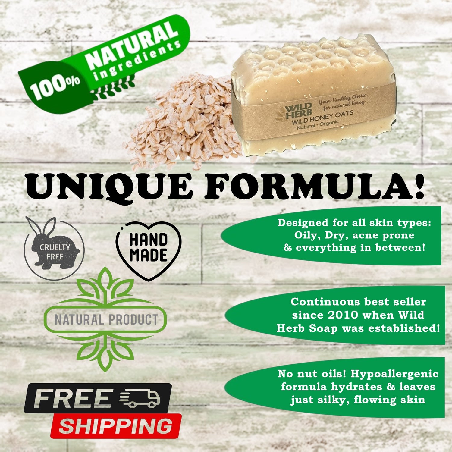 Wild Honey Oats Natural Soap Bar-Wild Herb Your Healthy Choice for Natural Living