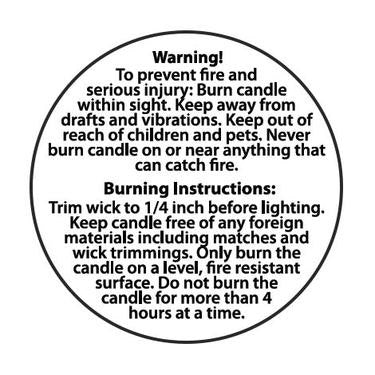 Candle warning stickers with glossy finish will not smear or fade